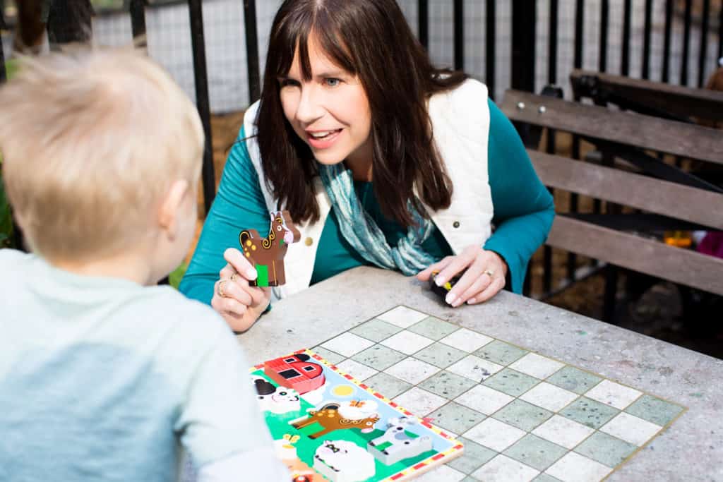 Mary Barbera plays with a puzzle with a client as part of good ABA therapy.