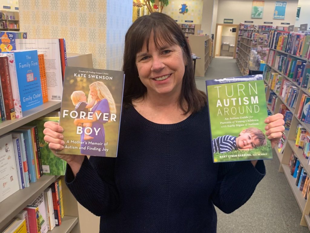 Mary Barbera at a local bookstore sharing Forever Boy by Kate Swenson and her newest book in paperback, Turn Autism Around