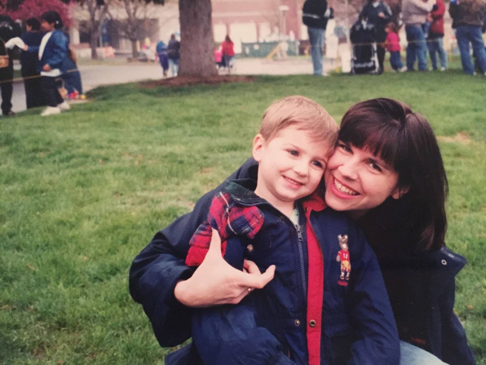 Mary Barbera and young Lucas after a speech delay therapy session.