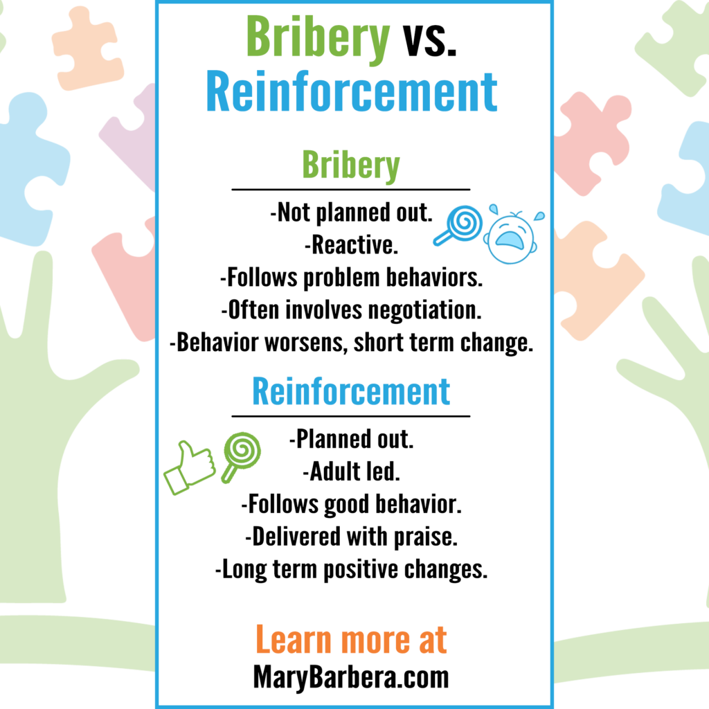 behavior breakthrough. bribery vs. reinforcement.