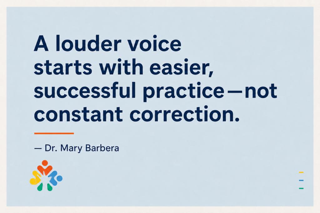 voice volume. child talk louder